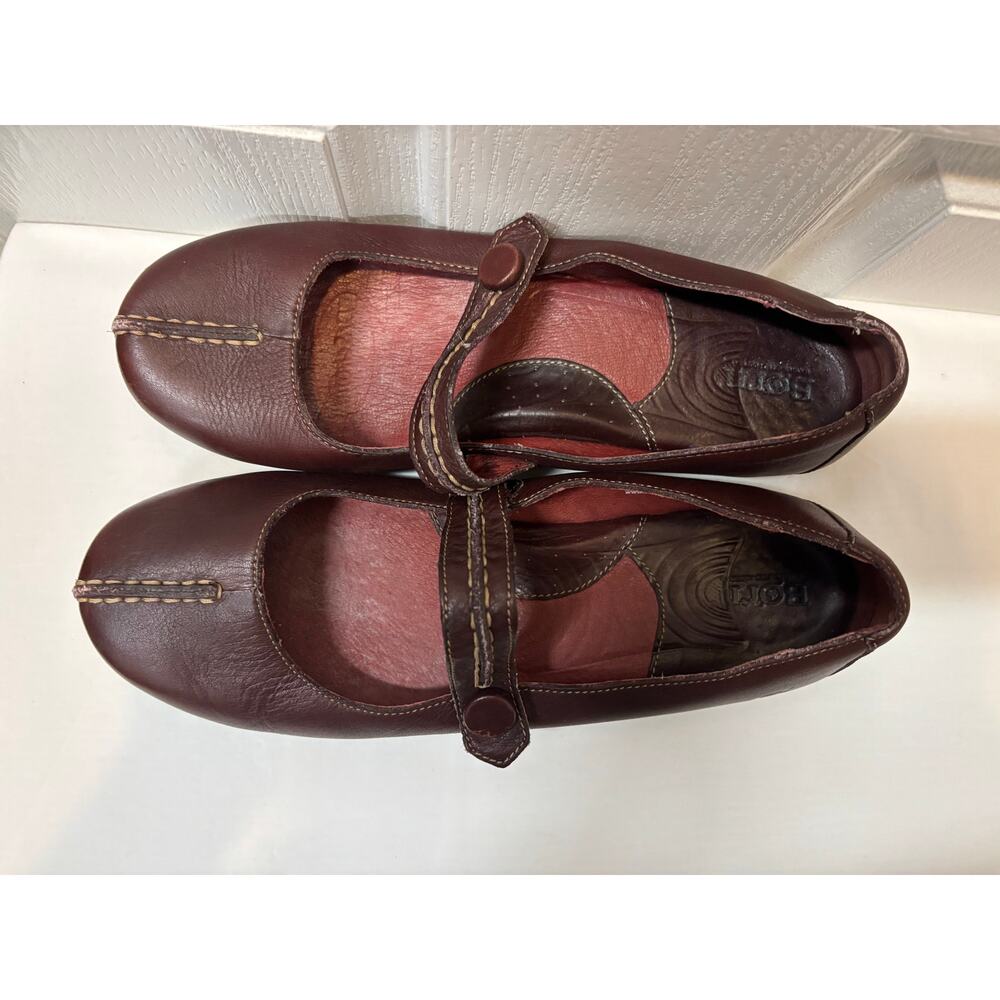 Maroon Leather Mary Jane Flats Women’s Comfort Shoes Round Toe Casual Size 11 - Picture 5 of 10